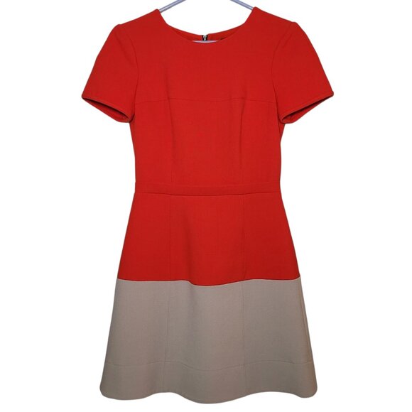 BCBGMAXAZRIA Red Colorblock Hannah Fit and Flare Dress Womens Size 4 - Picture 1 of 11
